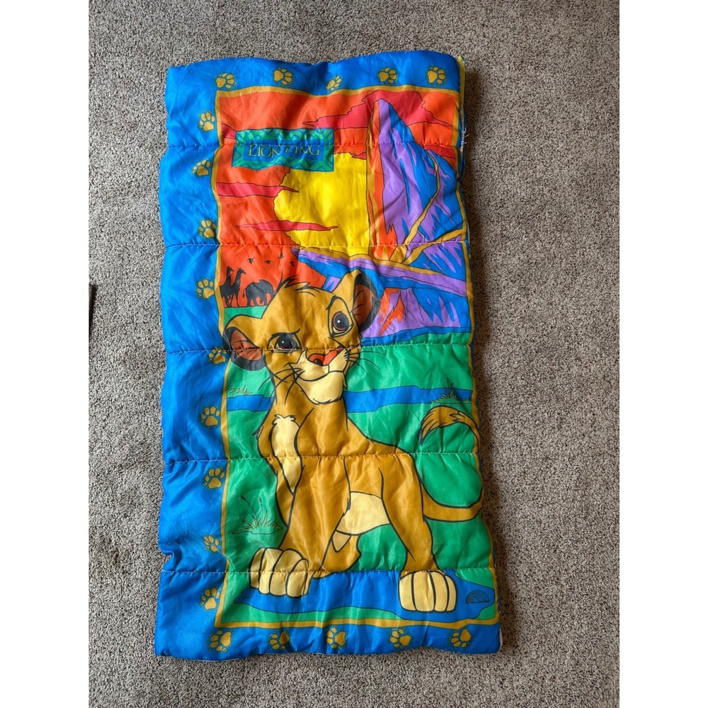 Vintage Disney The Lion King Simba Sleeping Bag 90s Kids Bedding Blue Yellow